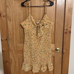 PINK LILY You're A Peach Smocked Floral Dress